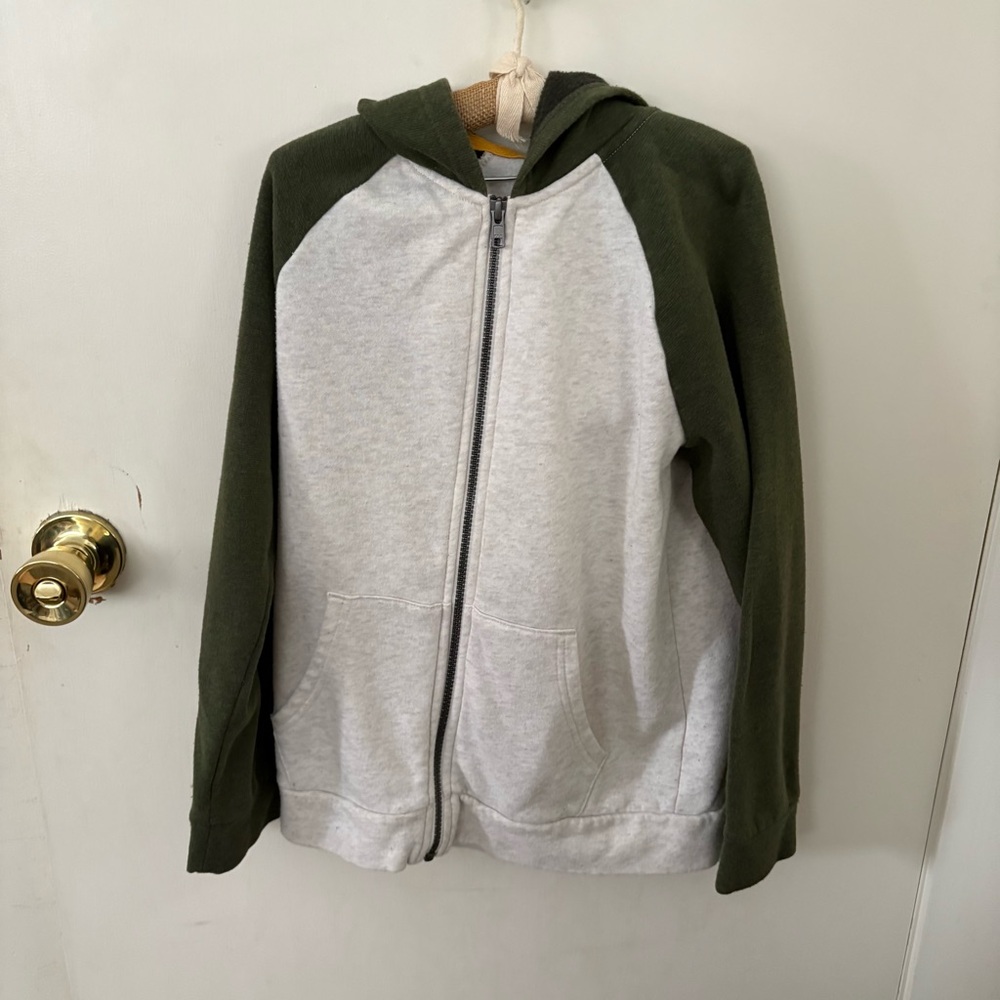 Old Navy color block green/white zip up hoodie sweatshirt top large